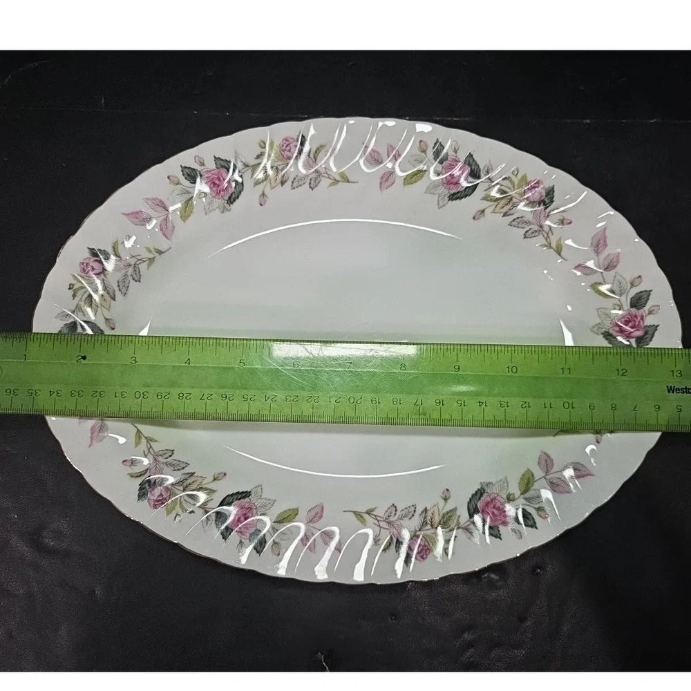 Creative Fine China Regency Rose Oval Platter #2345, Vintage Floral Servingware‎